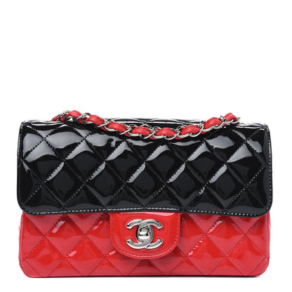Chanel Patent Calfskin Quilted Bi-Color Mini Rectangular Flap Red Black 1 of 11