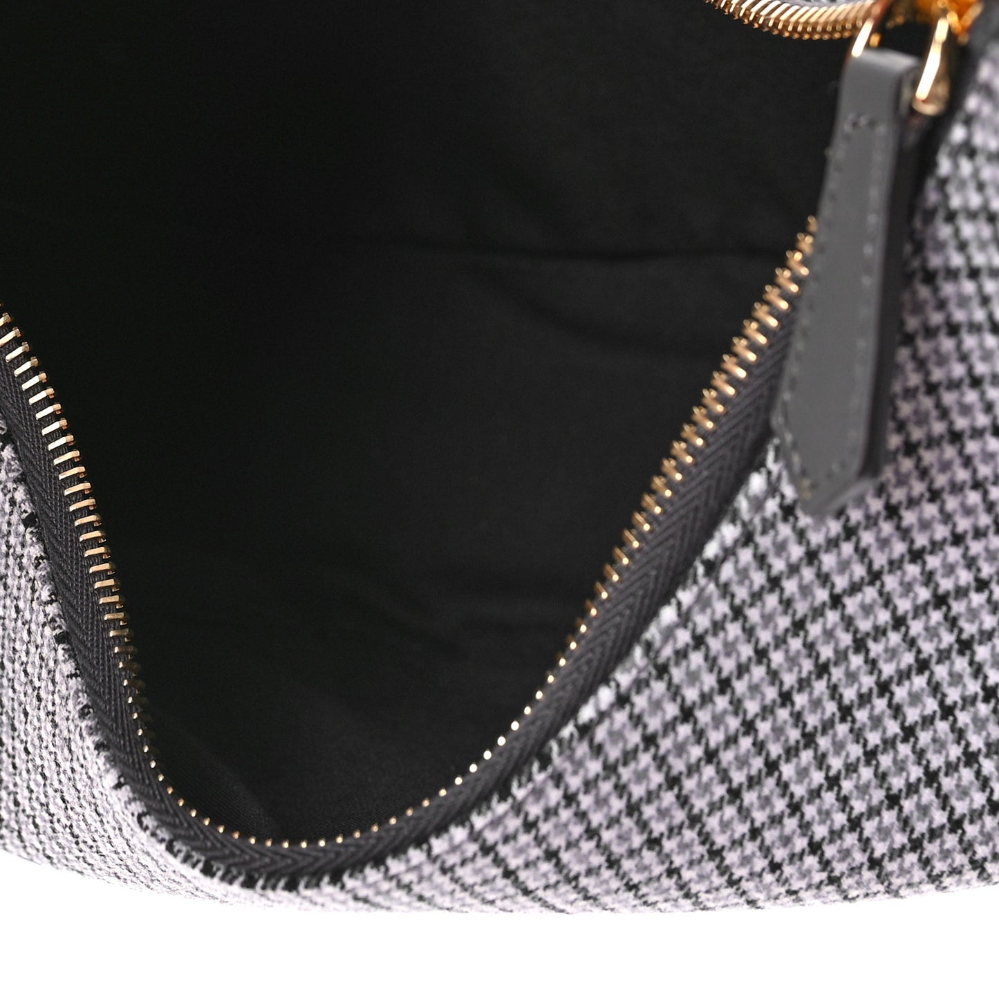 Wool Vitello Grace Small Houndstooth Small Fendigraphy Hobo Bag Grigio Anthracite