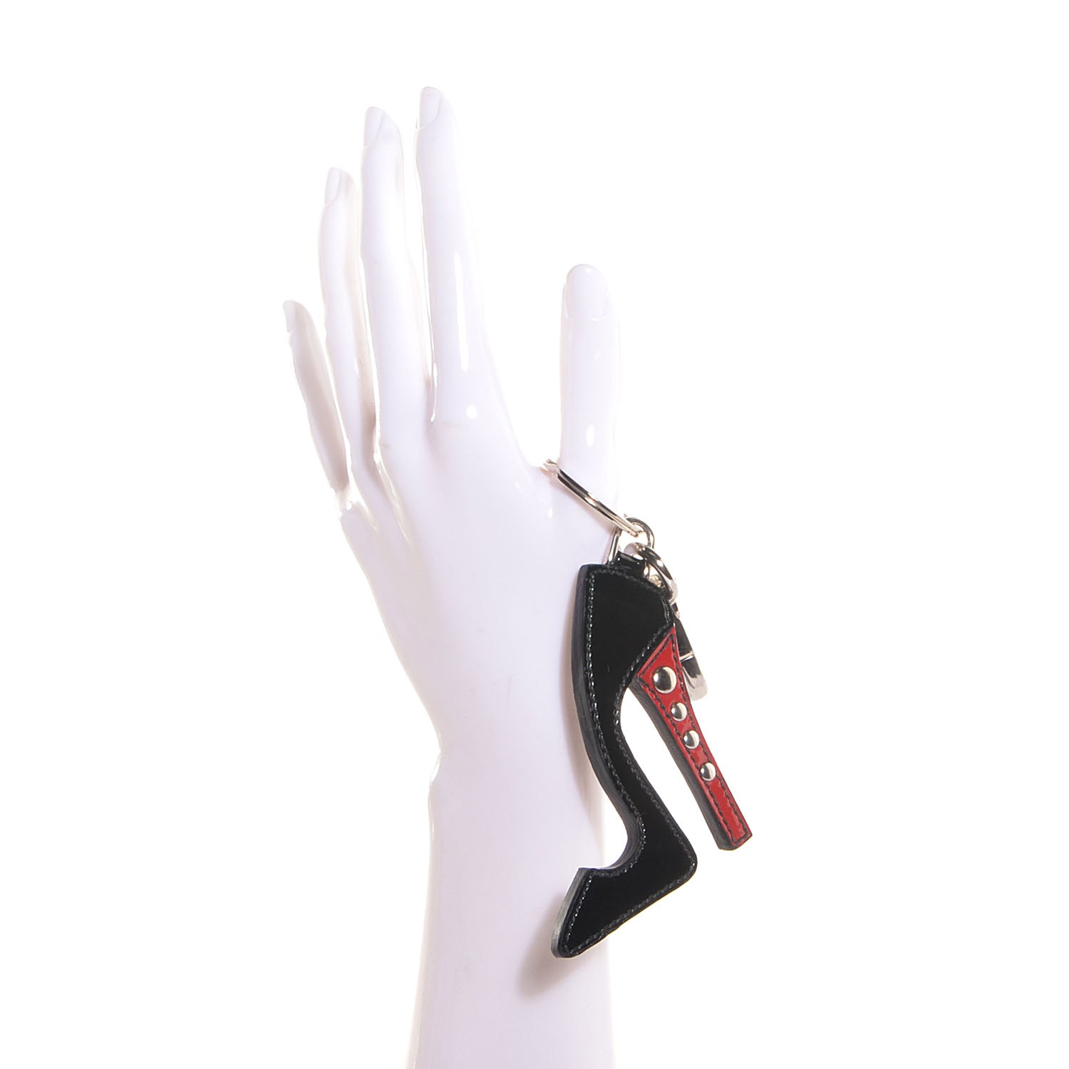 Prada Saffiano Stiletto High Heel Keychain Charm Nero Black 2 of 4