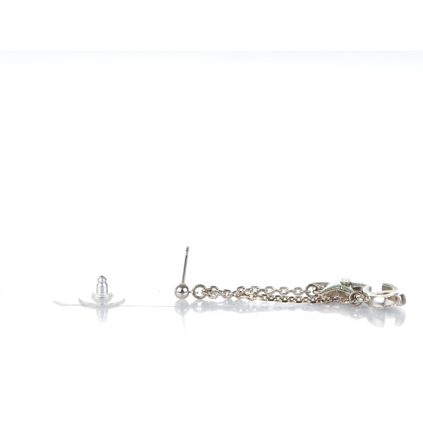 Crystal CC Star Dangle Earrings Silver