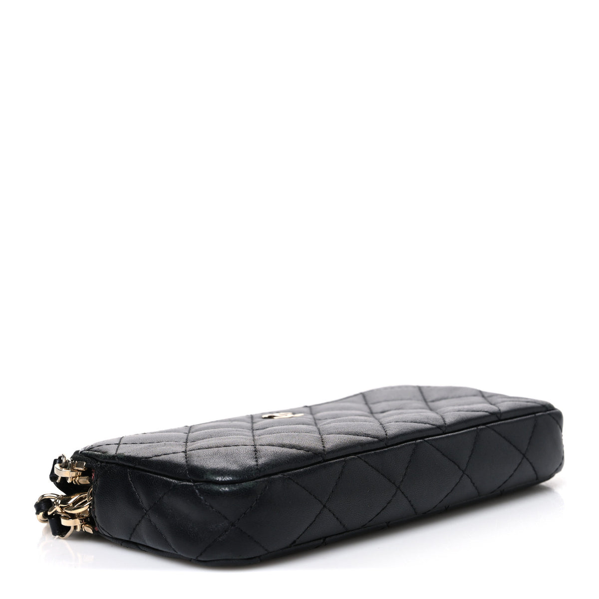 Lambskin Quilted Small Clutch With Chain Black