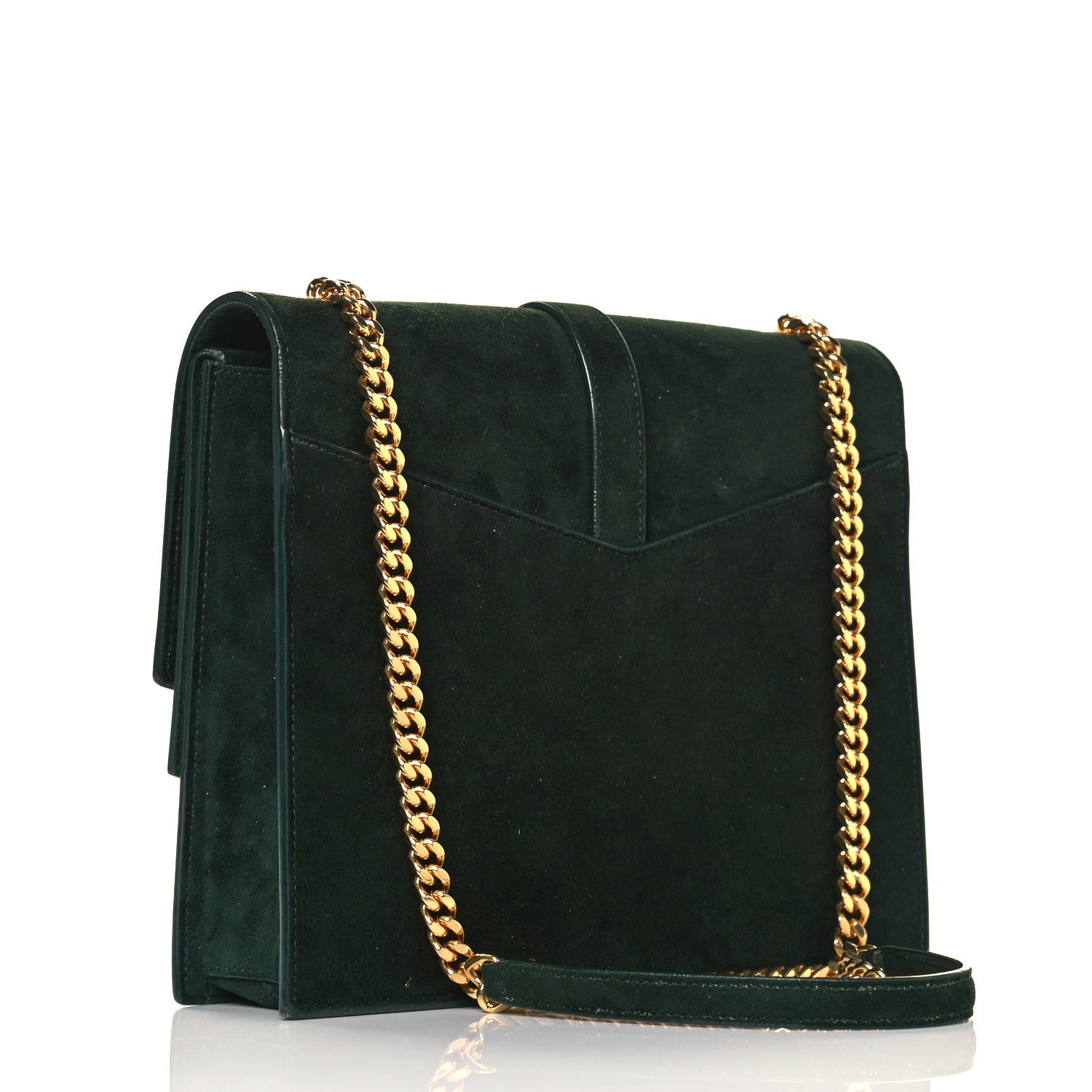 Saint Laurent Suede Sulpice Monogram Medium Shoulder Bag Green 2 of 10