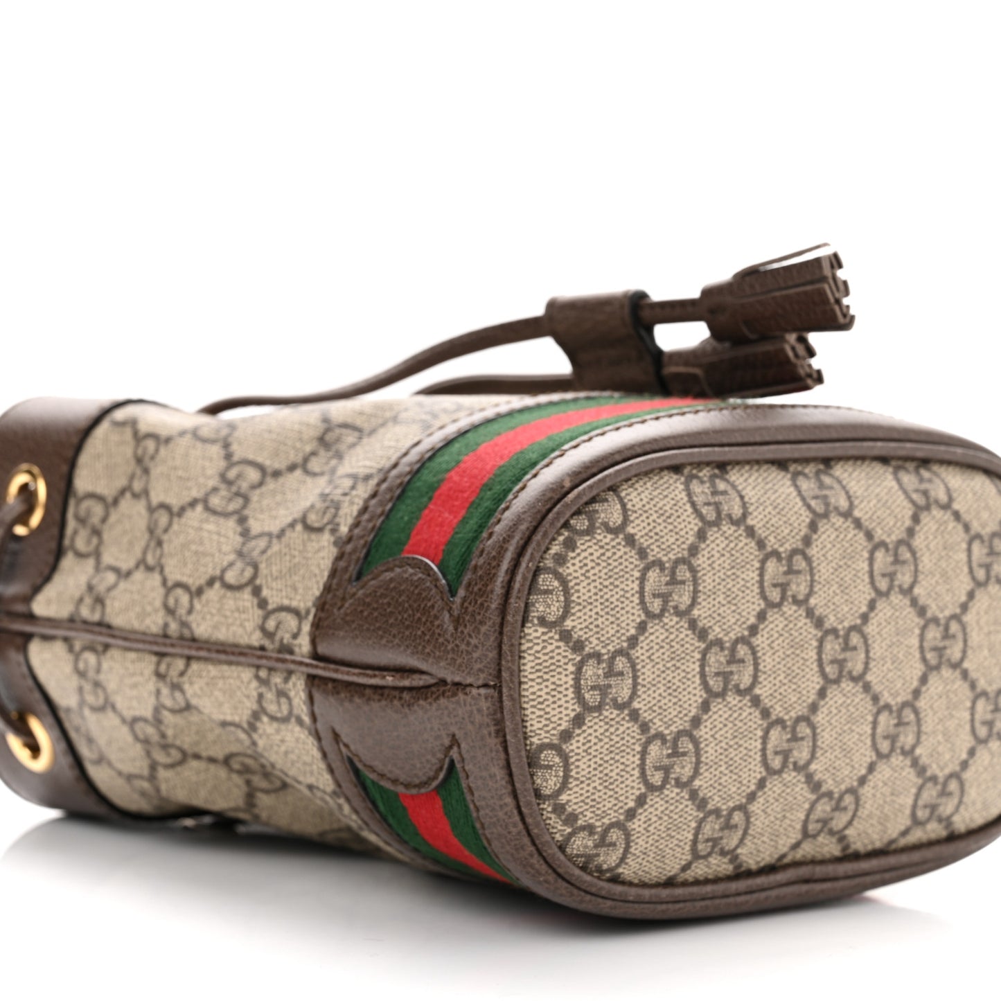 GG Supreme Monogram Web Mini Ophidia Bucket Bag Brown