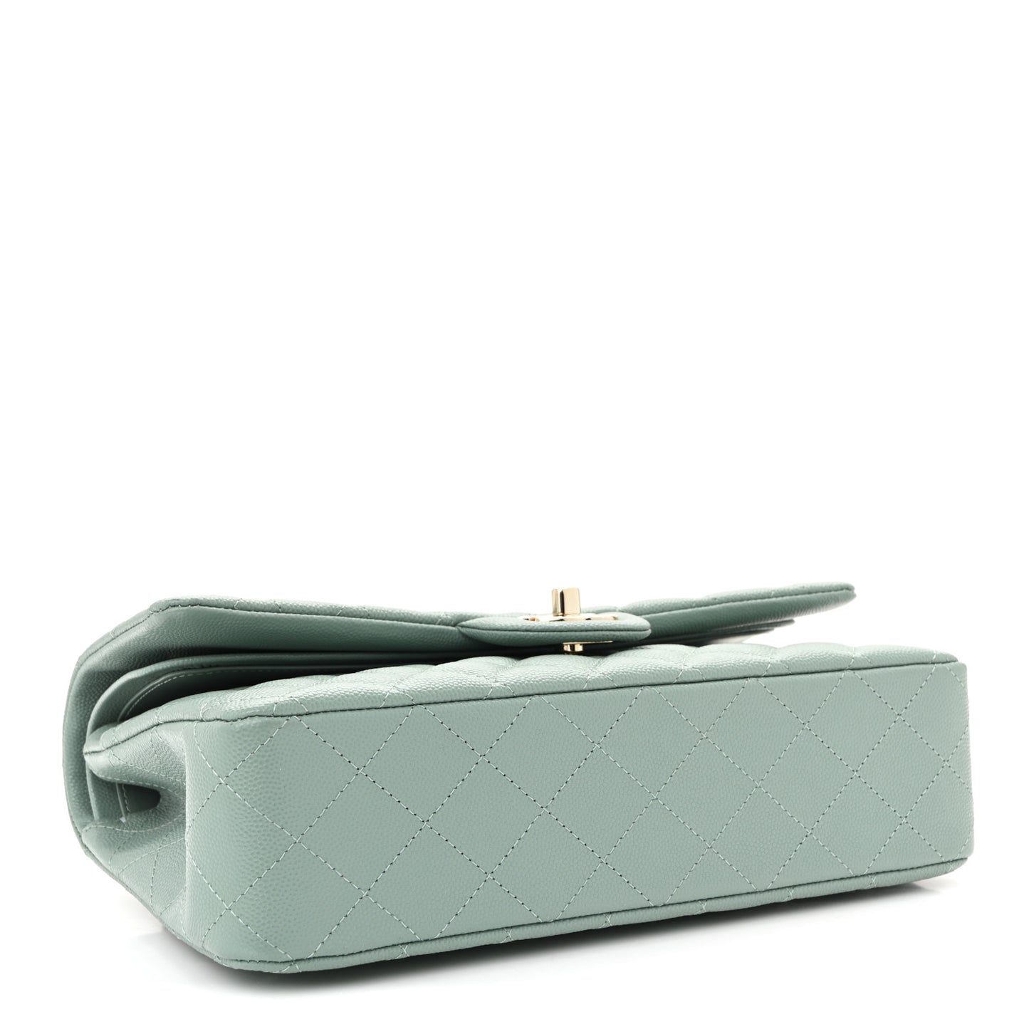 Caviar Quilted Medium Double Flap Dark Green