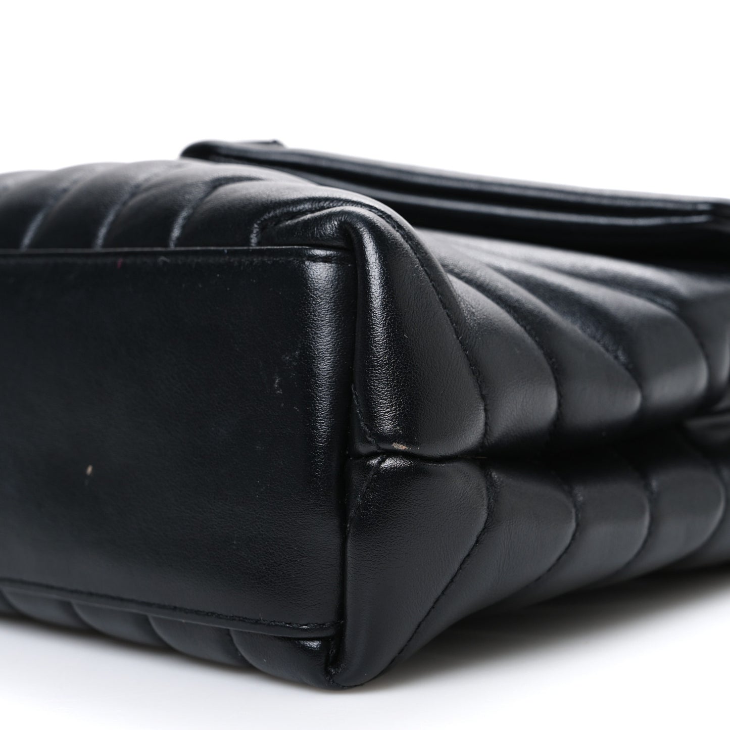 Calfskin Y Quilted Monogram Monochrome Small Loulou Chain Satchel Black