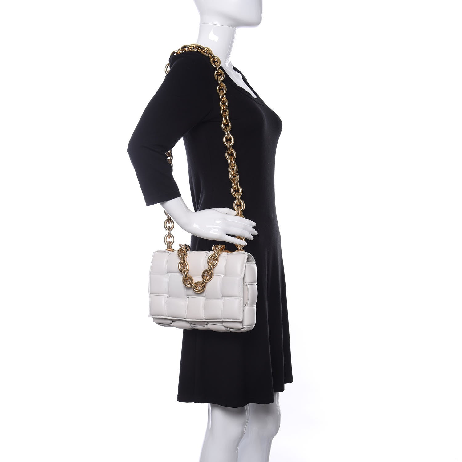Bottega Veneta Lambskin Maxi Intreccio Padded Chain Cassette Crossbody Bag White 2 of 9