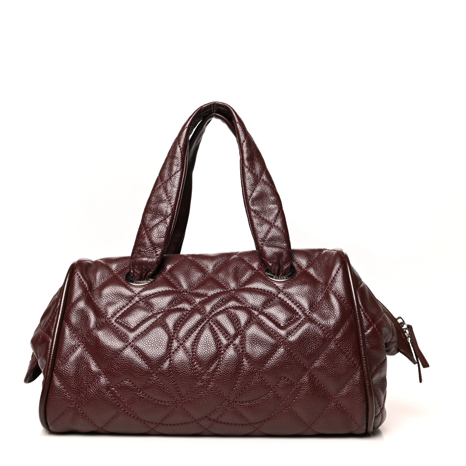 Chanel Caviar Quilted CC Timeless Bowler Burgundy 1 of 12