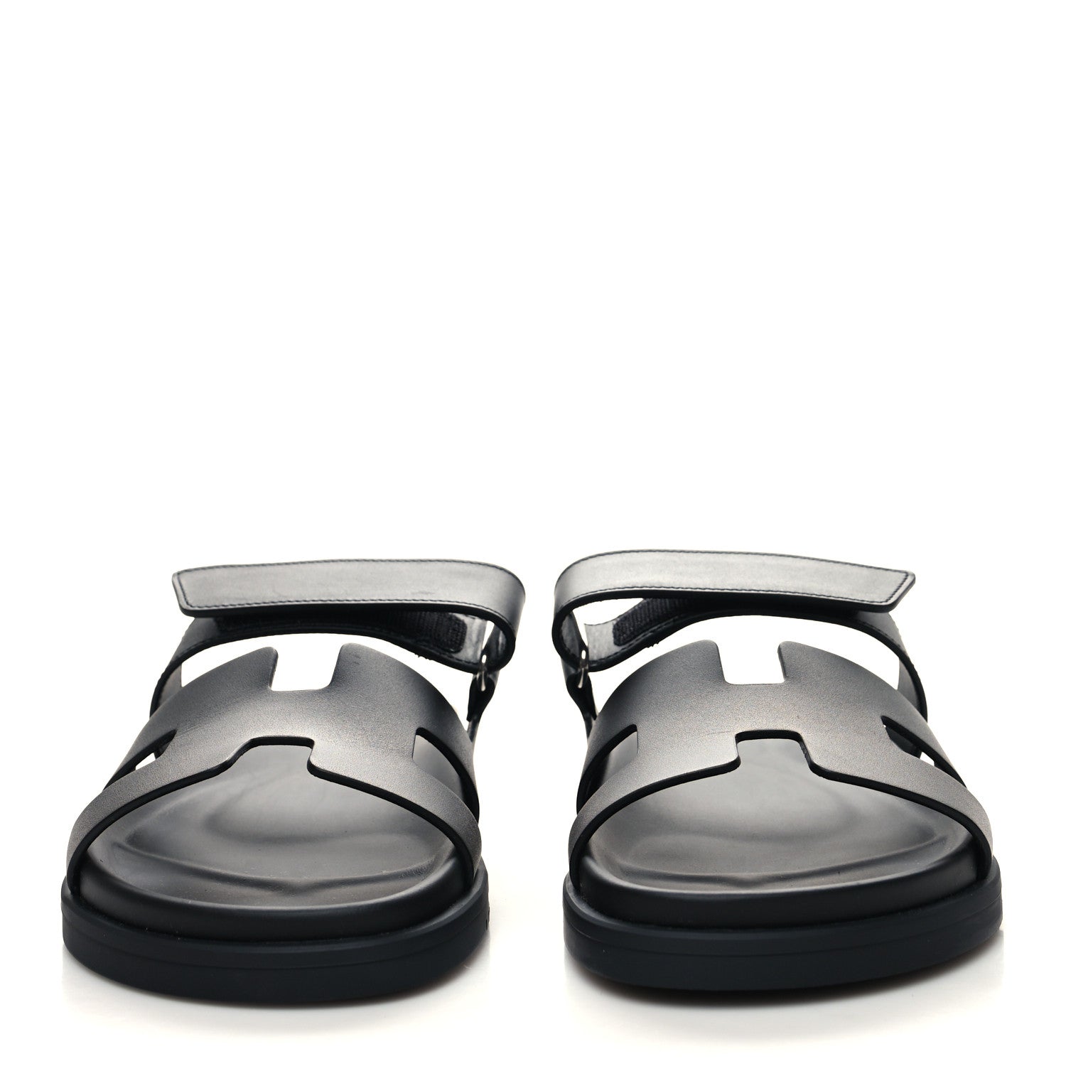 Hermes Calfskin Womens Chypre Sandals 38.5 Black 2 of 8