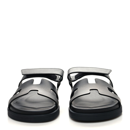 Hermes Calfskin Womens Chypre Sandals 38.5 Black 2 of 8