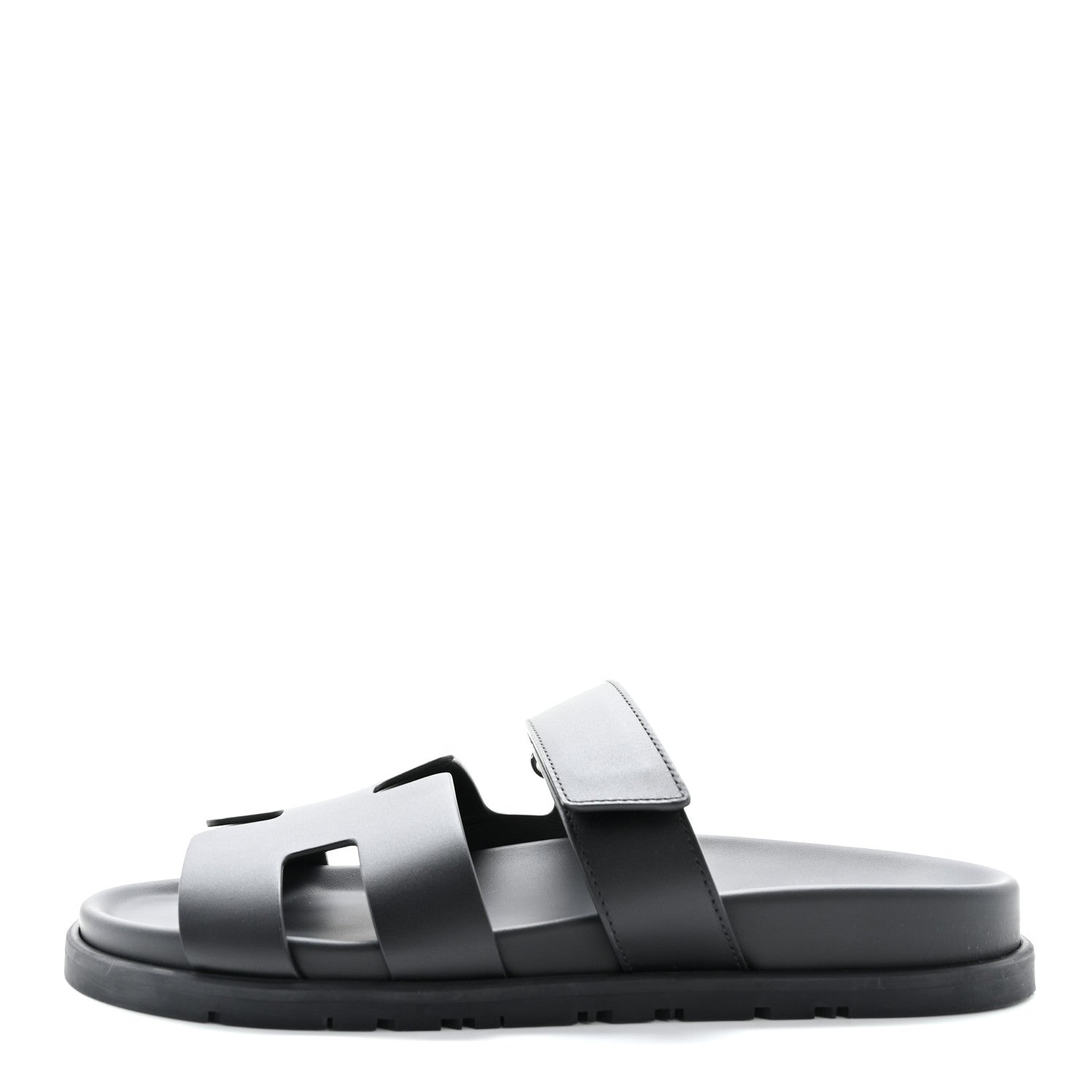 Hermes Calfskin Womens Chypre Sandals 39.5 Black 1 of 10