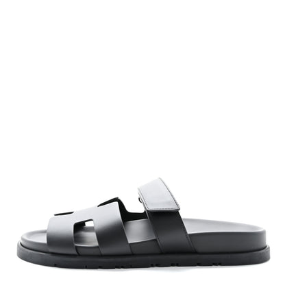 Hermes Calfskin Womens Chypre Sandals 39.5 Black 1 of 10