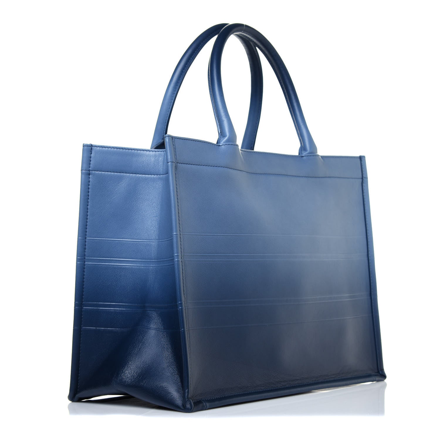 Christian Dior Gradient Smooth Calfskin Embossed Medium Book Tote Indigo Blue 4 of 23