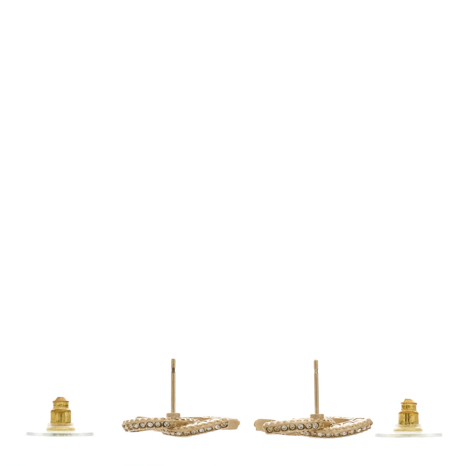 Chanel Crystal Timeless CC Earrings Light Gold 3 of 5