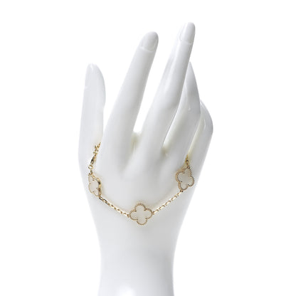 Van Cleef & Arpels 18K Yellow Gold Rock Crystal 5 Motifs Vintage Alhambra Bracelet 2 of 8