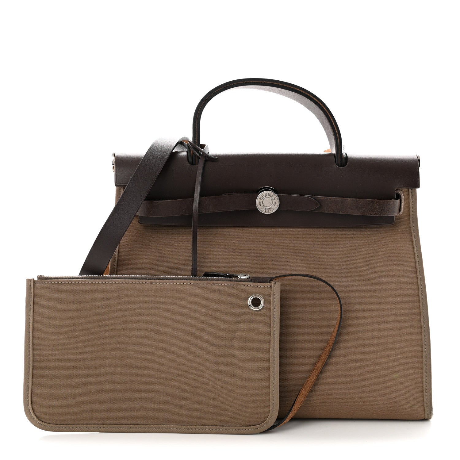 Hermes Vache Hunter Toile Herbag Zip 31 PM PM Etoupe Ebene 3 of 11