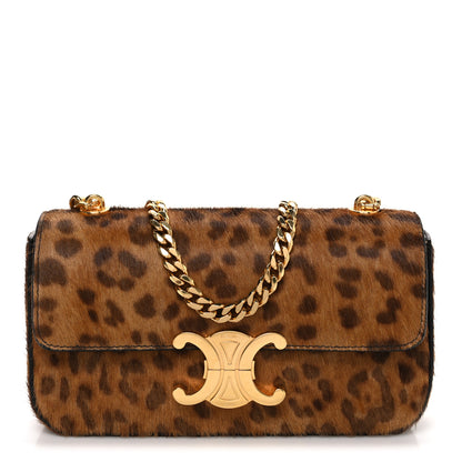 Celine Pony Hair Leopard Print Triomphe Chain Shoulder Bag Multicolor 1 of 10