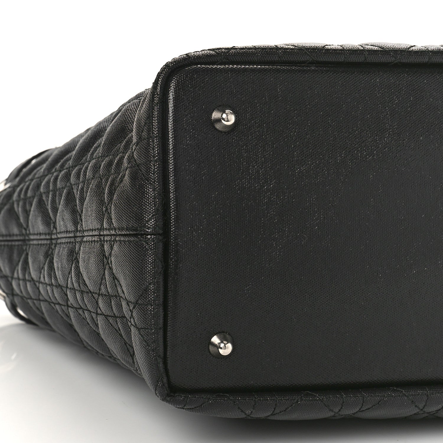 Christian Dior Coated Canvas Cannage Small Panarea Tote Black 7 of 10