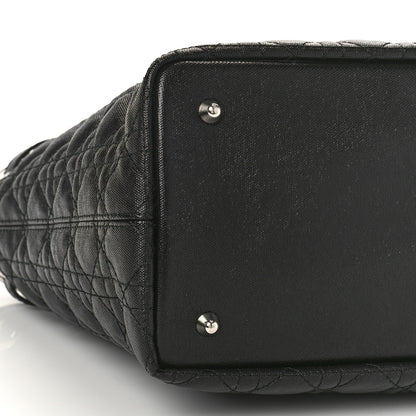 Christian Dior Coated Canvas Cannage Small Panarea Tote Black 7 of 10