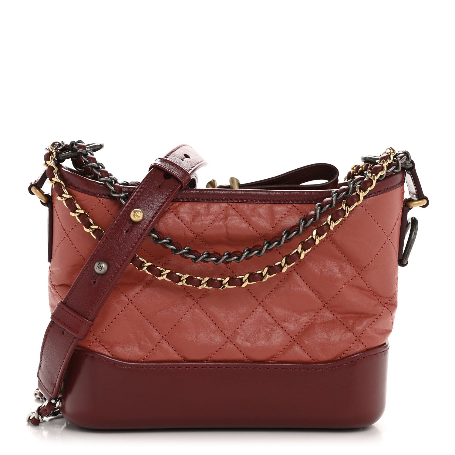 Chanel Aged Calfskin Quilted Small Gabrielle Hobo Red 1 of 12