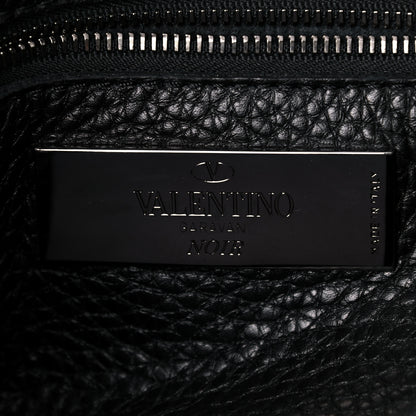 Valentino Garavani Pebbled Calfskin Onyx Small Rockstud Rolling Flip-Lock Messenger Bag Black 6 of 14