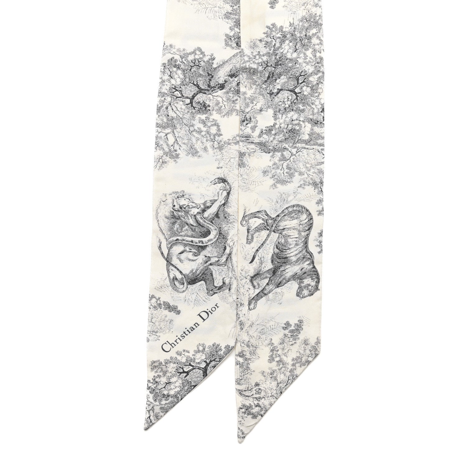 Christian Dior Silk Toile De Jouy Mitzah Scarf White 1855344