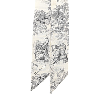 Christian Dior Silk Toile De Jouy Mitzah Scarf White 2 of 4