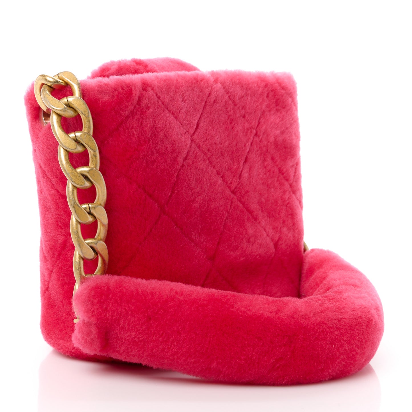 Shearling Quilted Bucket Bag Fuchsia