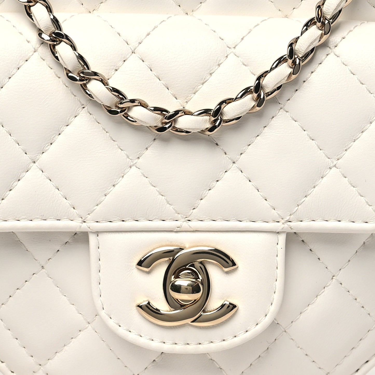 Lambskin Quilted CC In Love Heart Bag White