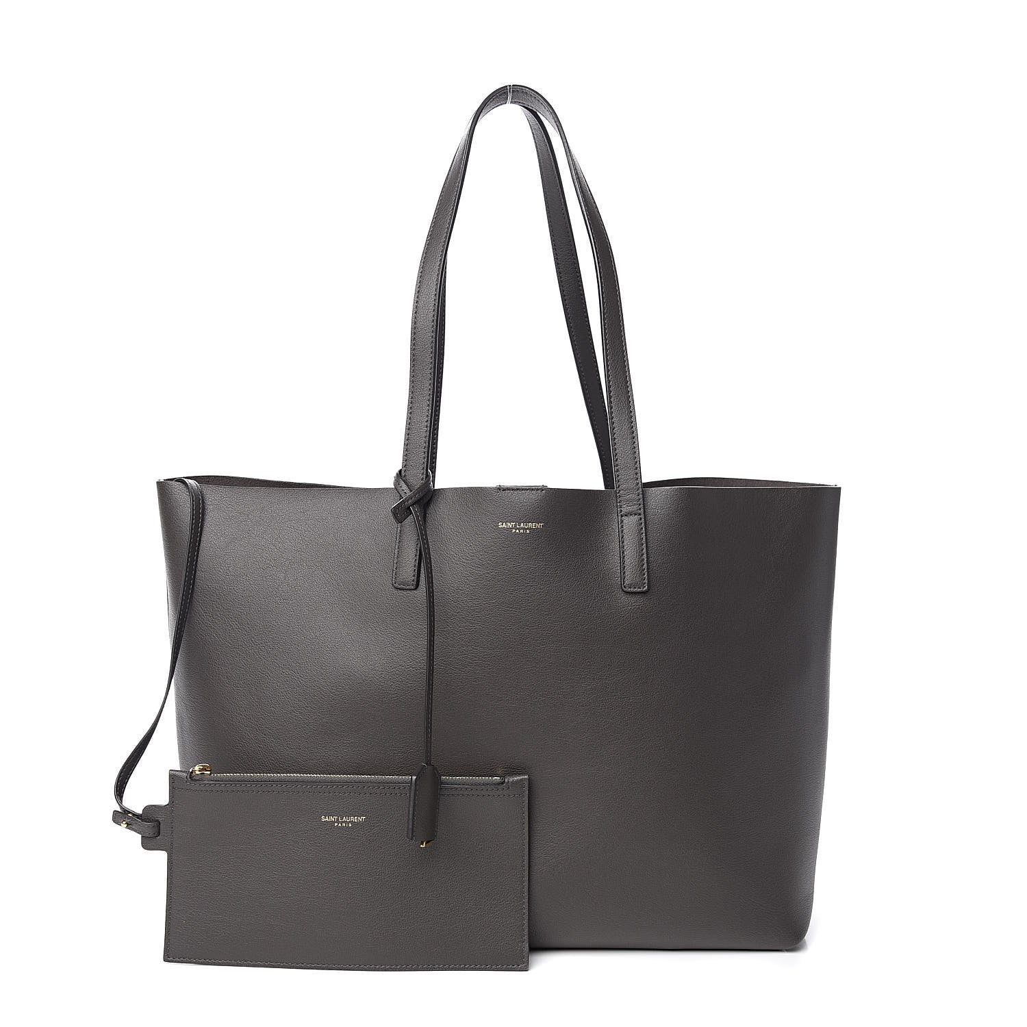 Saint Laurent Calfskin Large Shopping Tote Asphalt 1 of 9