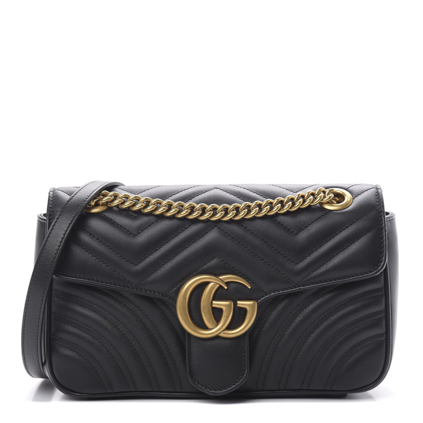 Calfskin Matelasse Small GG Marmont Shoulder Bag Black