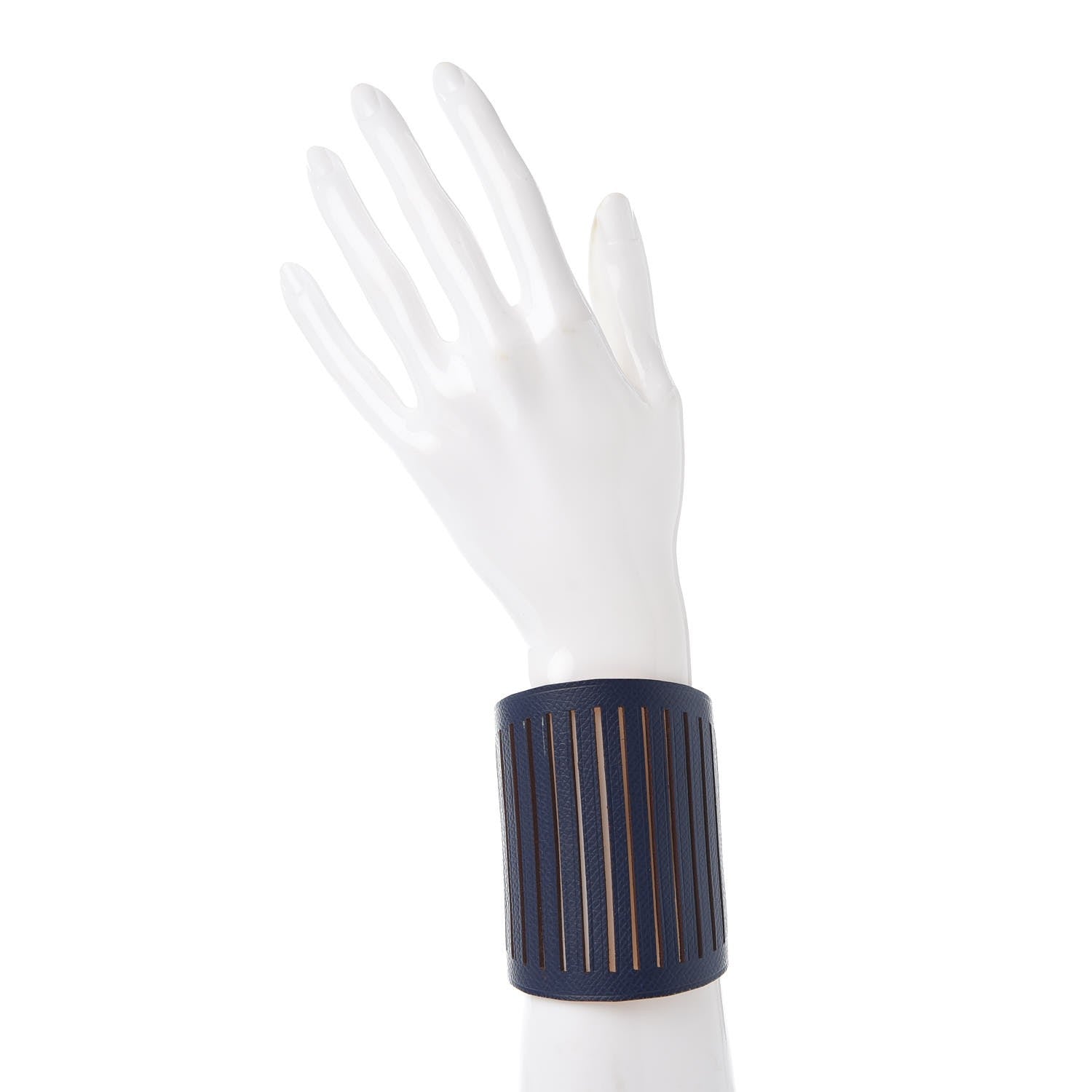 Hermes Epsom Petit H Ajoure Reversible Cuff Jaune D'Or Bleu De Malte 2 of 8