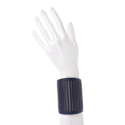 Hermes Epsom Petit H Ajoure Reversible Cuff Jaune D'Or Bleu De Malte 2 of 8