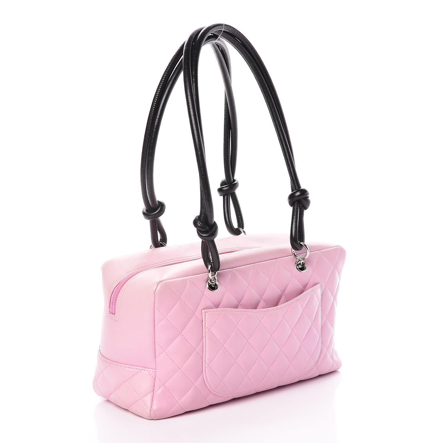 Chanel Calfskin Quilted Large Cambon Bowler Pink Black 3 of 11
