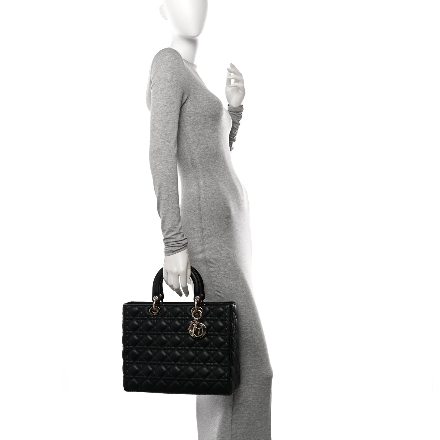 Lambskin Cannage Large Lady Dior Black