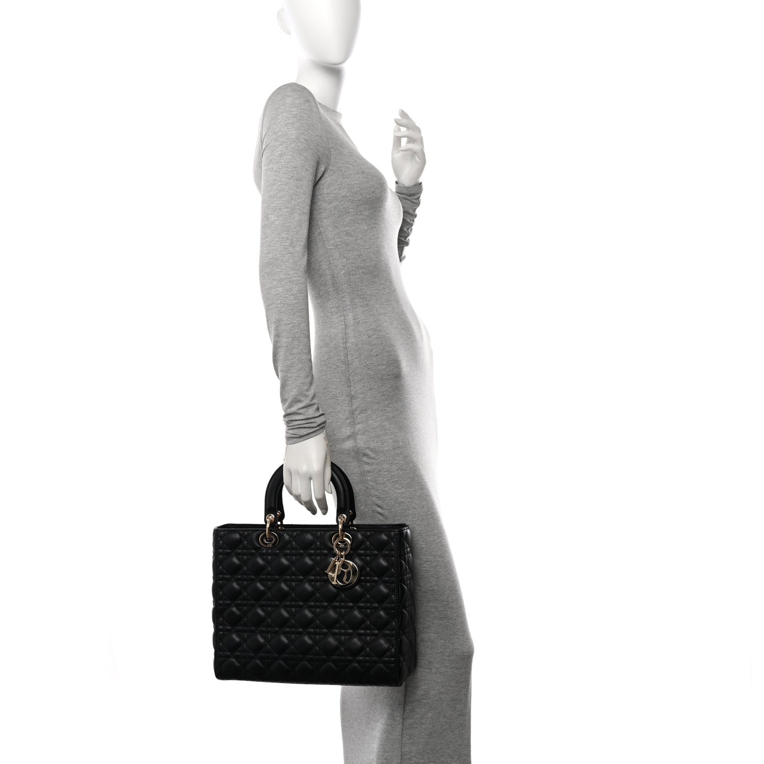 Christian Dior Lambskin Cannage Large Lady Dior Black 2 of 10