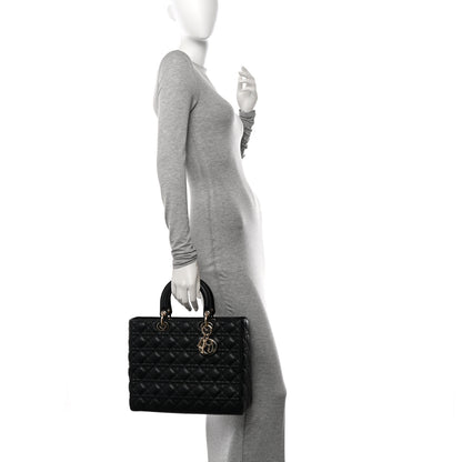 Christian Dior Lambskin Cannage Large Lady Dior Black 2 of 10