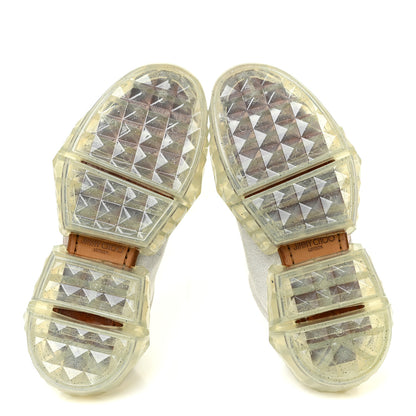 Jimmy Choo Metallic Calfskin Womens Diamond F Low Top Sneaker 37 White Gold 6 of 14