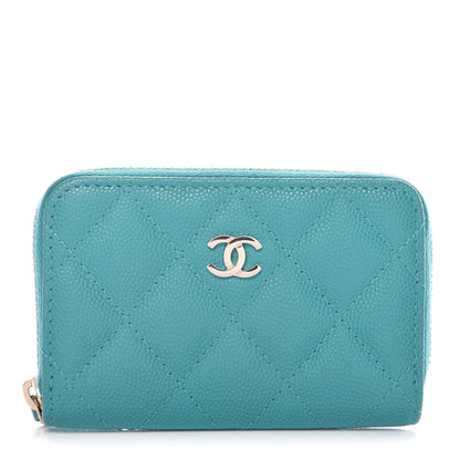 Chanel Caviar Quilted Zip Coin Purse Turquoise 1 of 10