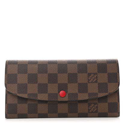 Louis Vuitton Damier Ebene Emilie Wallet Red 1 of 5