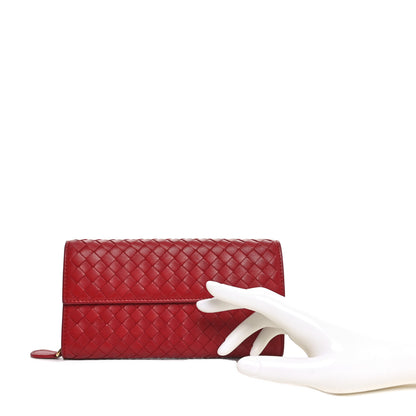 Bottega Veneta Nappa Intrecciato Continental Flap Wallet Cassis 2 of 12