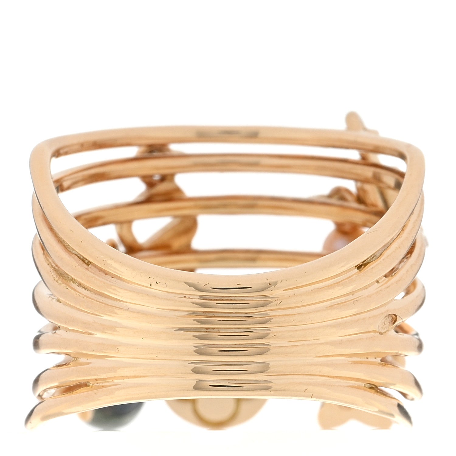 Louis Vuitton 18K Yellow Gold Freshwater Pearl Monogram Charm Ring 58 8.25 3 of 4