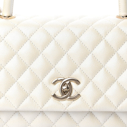 Chanel Iridescent Caviar Quilted Small Coco Handle Flap White 10 of 11