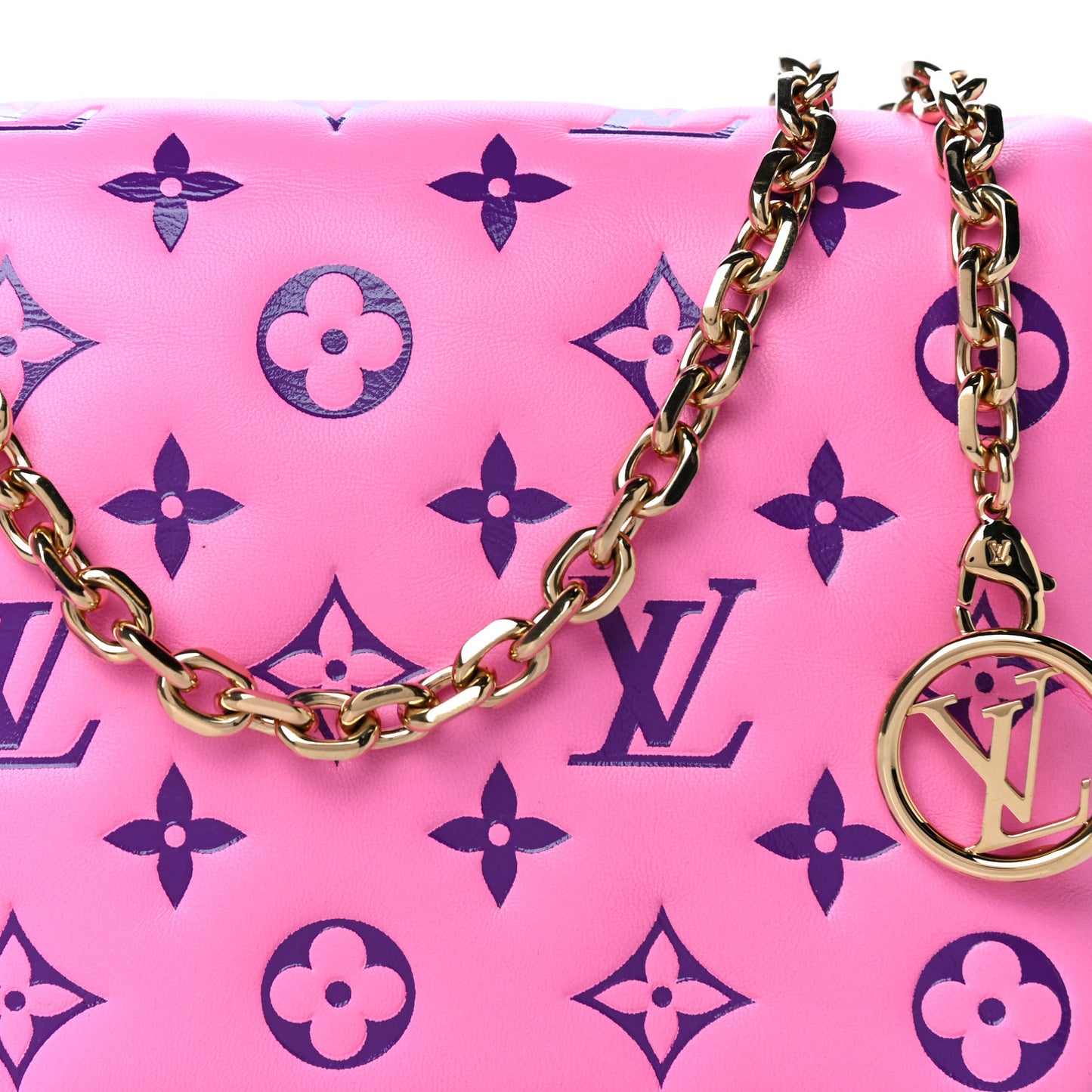 Lambskin Embossed Monogram Vuittamins Pochette Coussin Rose Violet