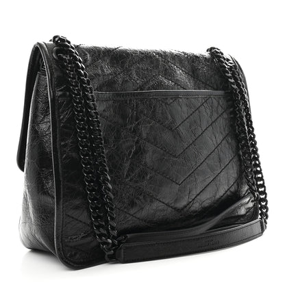 Saint Laurent Crinkled Calfskin Matelasse Monogram Medium Niki Chain Satchel Black 3 of 10
