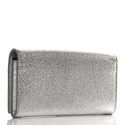 Saint Laurent Metallic Calfskin Classic Monogram Cassandre Wallet Silver 3 of 12