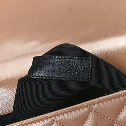 Saint Laurent Grain De Poudre Mixed Matelasse Large Triquilt Monogram Satchel Dark Beige 8 of 14