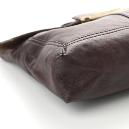 Fendi Vitello Acqua Maxi Baguette Shoulder Bag Dark Brown 9 of 10