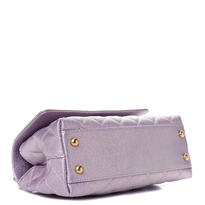 Chanel Metallic Caviar Quilted Mini Coco Handle Flap Light Pink 4 of 10