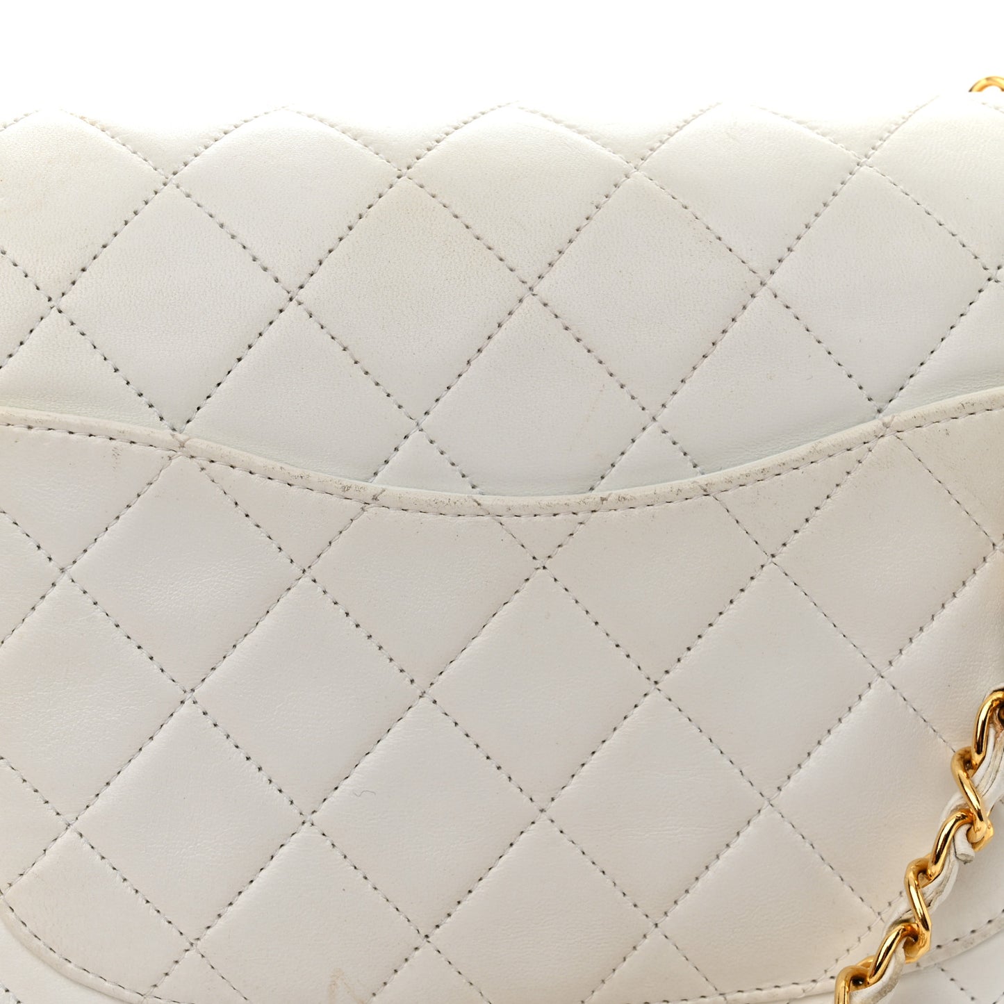Lambskin Quilted Medium Double Flap White