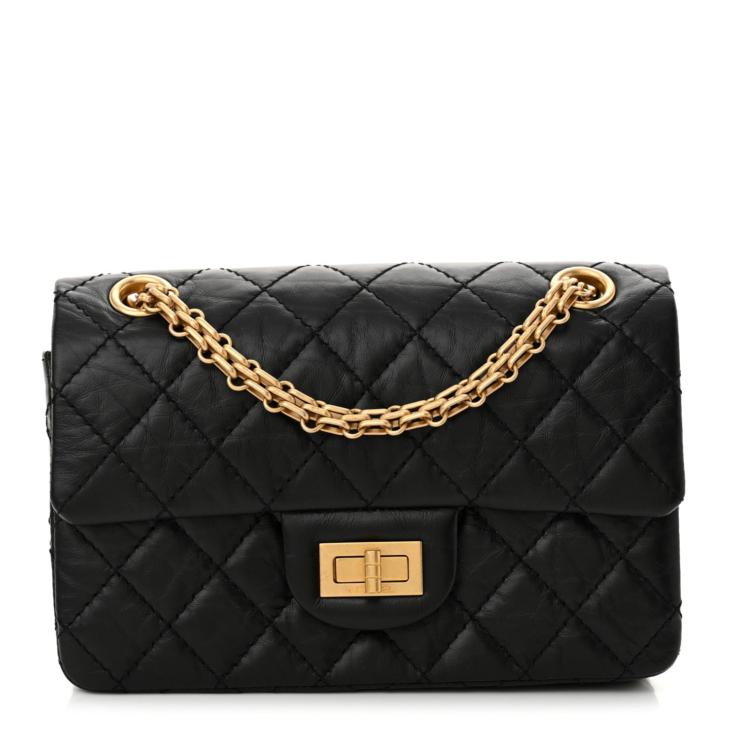 Aged Calfskin Quilted 2.55 Reissue Mini Flap Black